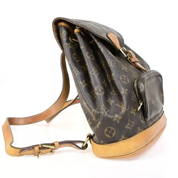 LOUIS VUITTON Montsouris MM Backpack Bag Monogram Leather Brown main image 16